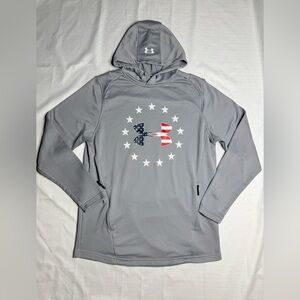 Under Armour Freedom Hoodie Mens Large Fitted USA Patriotic Sweatshirt Grey